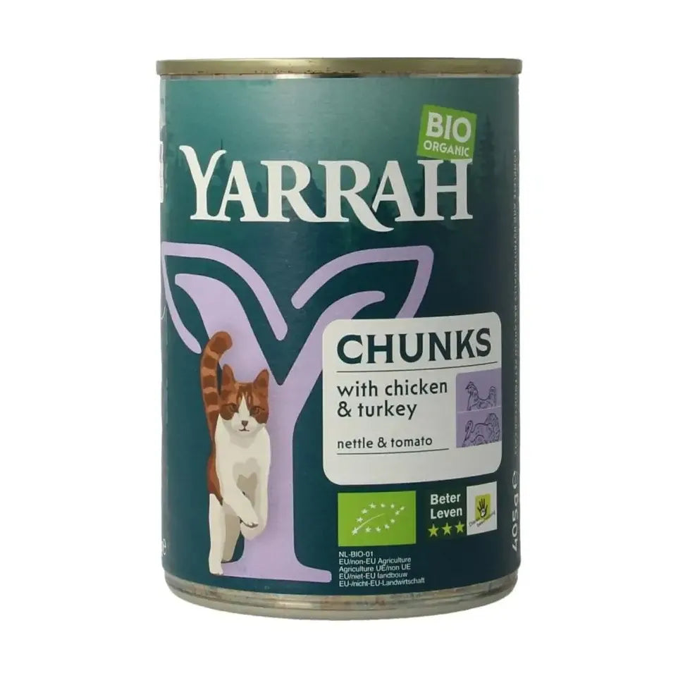 Yarrah Kat kip kalkoen in saus biologisch 405 gram