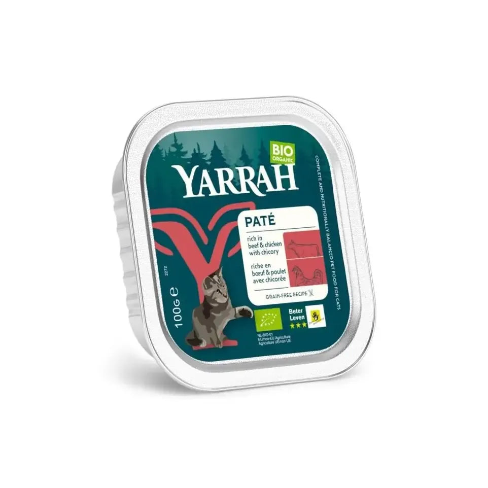 Yarrah Kattenvoer pate met rund biologisch 100 gram