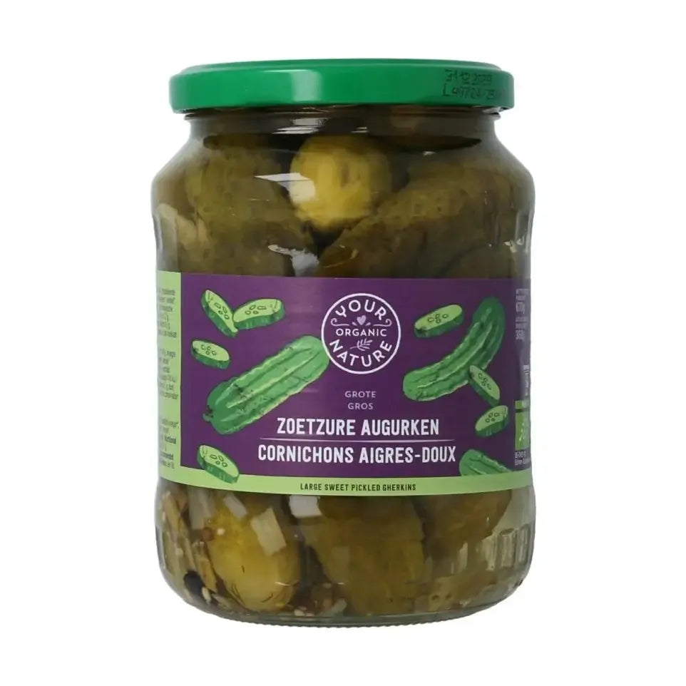 Your Organic Nature Augurken zoetzuur biologisch 670 gram