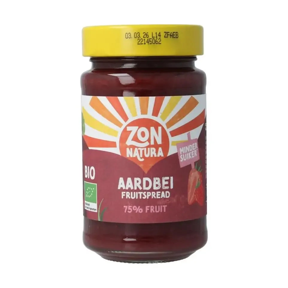 Zonnatura Fruitspread aardbei 75% 250 gram